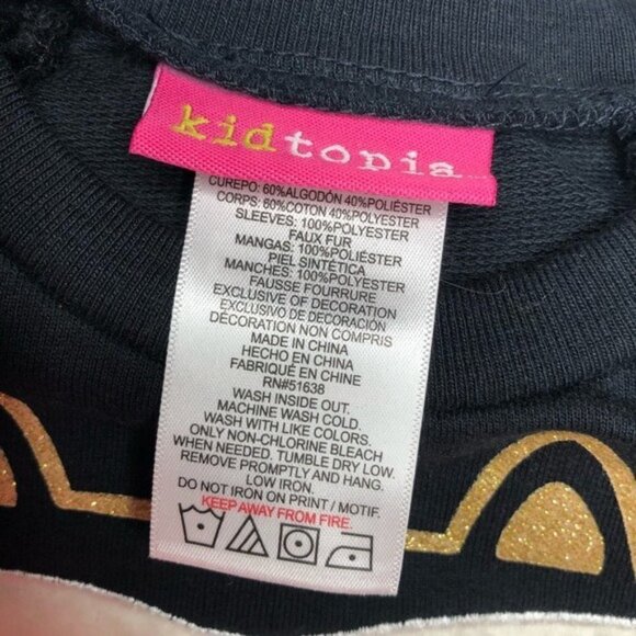 KIDTOPIA Black Shiny Gold Cat Sweatshirt Leggings Pants 2 Piece Set Size 12 M - Picture 3 of 4